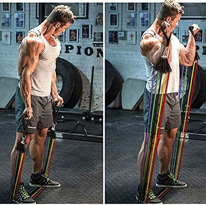 High-Quality 11-Piece Resistance Band Set – Portable Workout Bands with Handles, Elastic Pull Ropes & Fitness Tubes