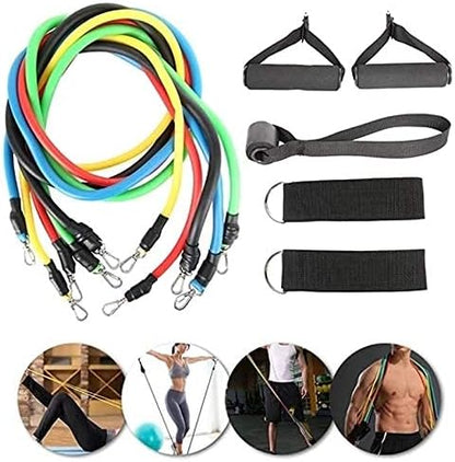 High-Quality 11-Piece Resistance Band Set – Portable Workout Bands with Handles, Elastic Pull Ropes & Fitness Tubes