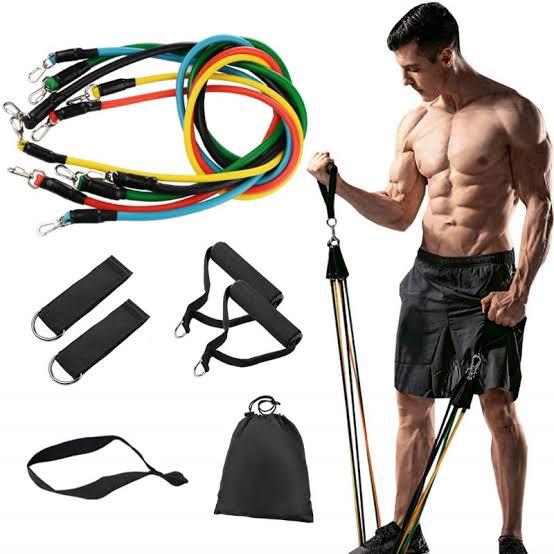 High-Quality 11-Piece Resistance Band Set – Portable Workout Bands with Handles, Elastic Pull Ropes & Fitness Tubes