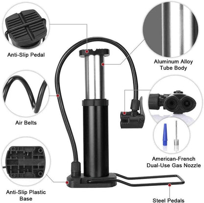 High-Pressure Mini Foot Pump – For Bikes, Cars & Inflatables (No Guage , Random Color)