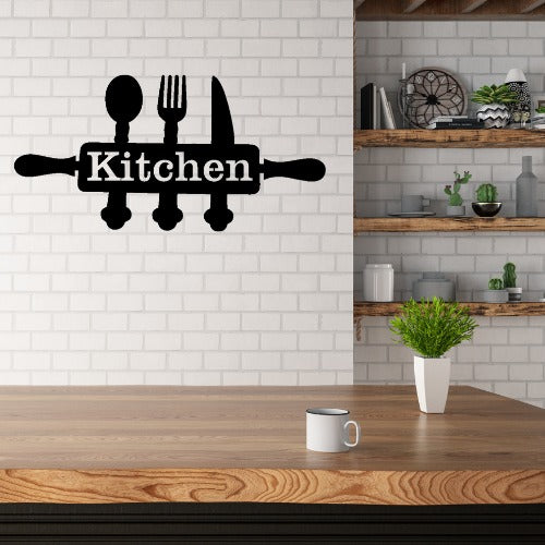Stylish Kitchen Wall Art – Modern Utensil Design (5x12”)