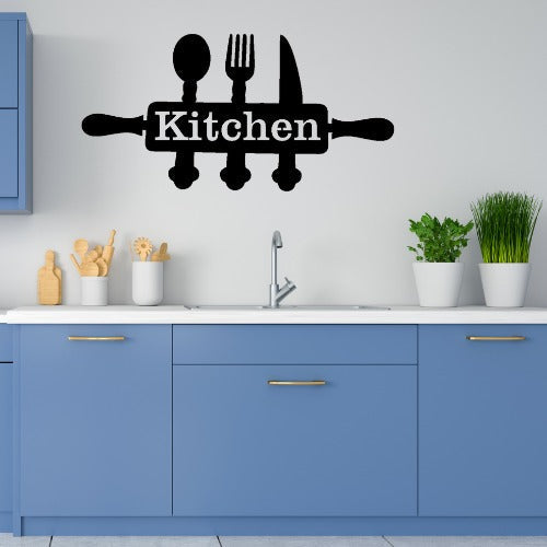 Stylish Kitchen Wall Art – Modern Utensil Design (5x12”)
