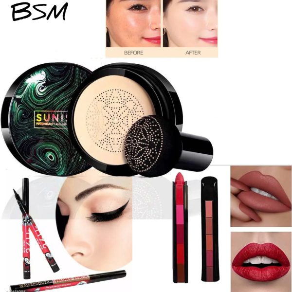 3-in-1 Makeup Set: Sunisa Foundation + Yanqina 36H Liner + 5-in-1 Lipstick Pen (random Shades)