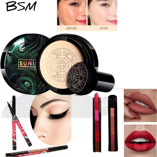 3-in-1 Makeup Set: Sunisa Foundation + Yanqina 36H Liner + 5-in-1 Lipstick Pen (random Shades)