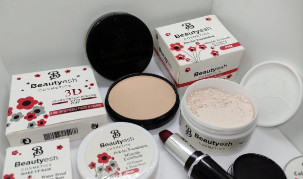 Elegant Beauty Deal: Face & Loose Powder, Liner, Lashes, Lipstick, Base + 3 Surprise Nail Polishes