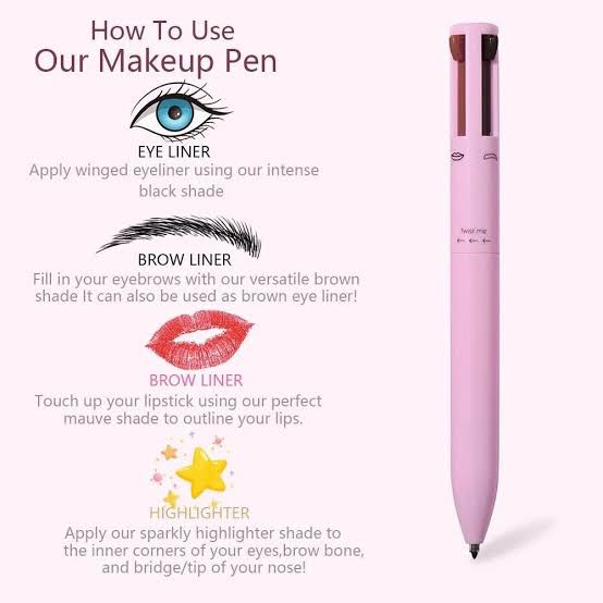 4-in-1 Eye Makeup Pen: Eyeliner, Brow Pencil, Shadow & Highlighter